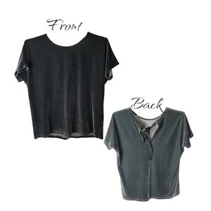 MISS ME Top Blouse Tie Back Ribbon SMALL‎ Velvet
